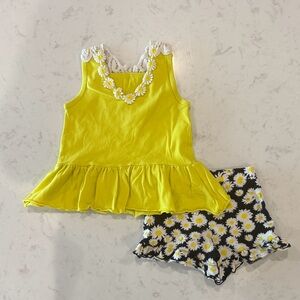 Bright Yellow and Black Daisy Kids Outfit